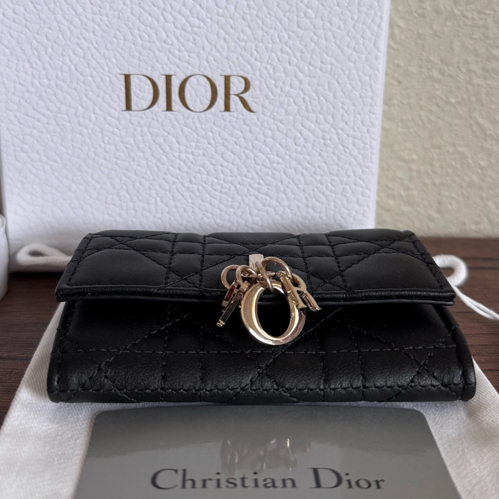 ❌SOLD❌NEW DIOR My Dior Cannage Stitched Lambskin Leather Wallet in Black - Picture 6 of 8